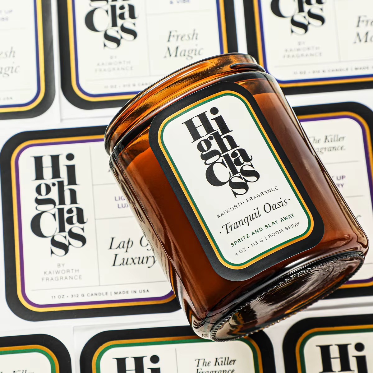 Amber Candle Jar Labels