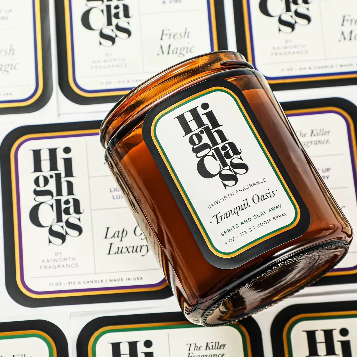 Amber Candle Jar Labels