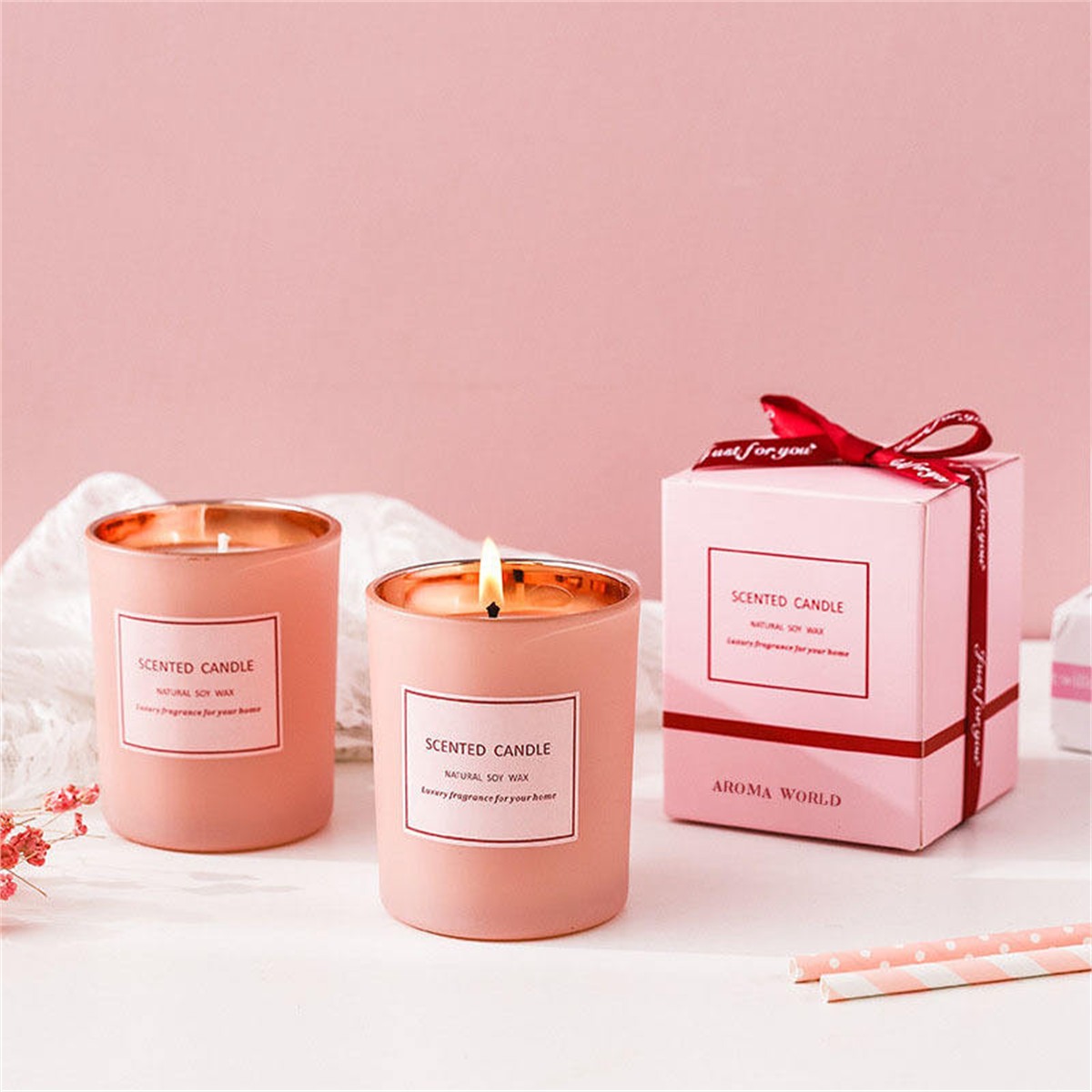 Scented candle jar and gift box labels