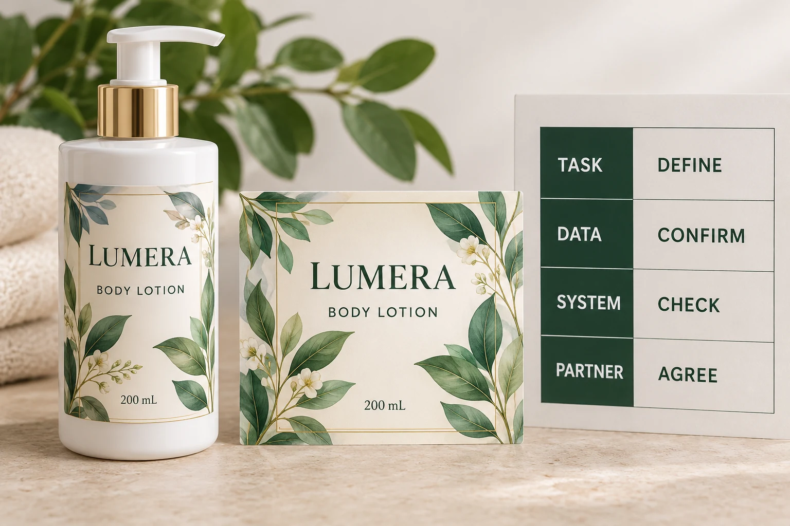 LUMERA bottle beside task, data, system and partner specification questions
