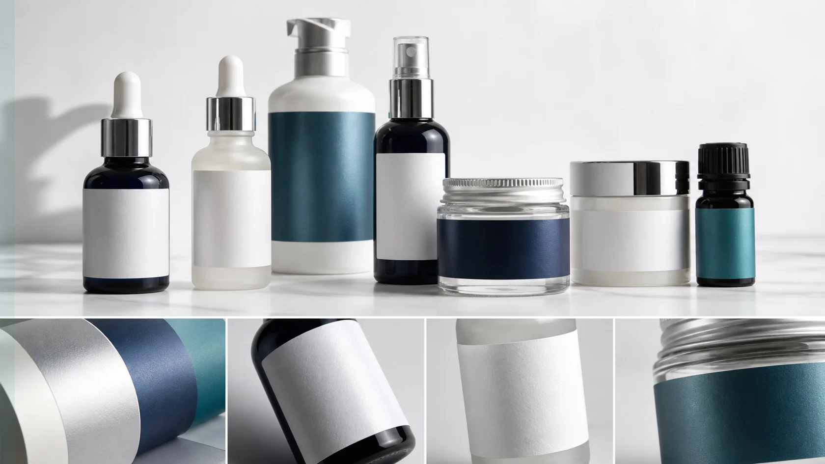 Custom cosmetic bottle labels for skincare packaging