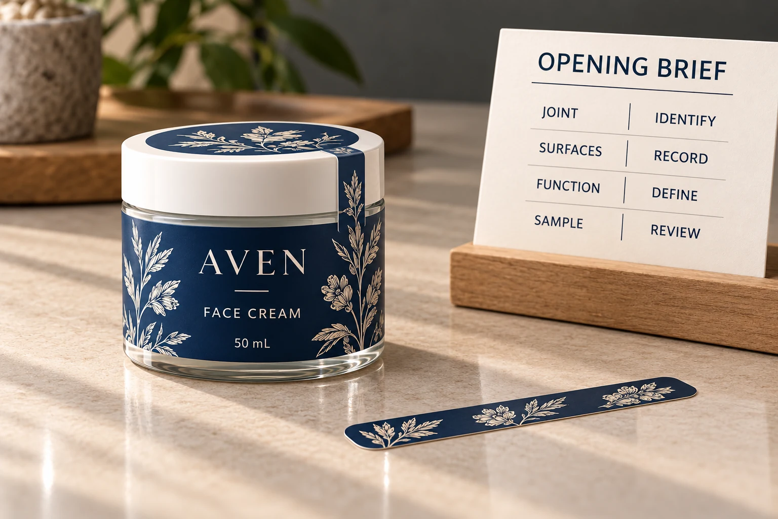 An AVEN packaging example accompanies joint, surfaces, function and sample-review fields