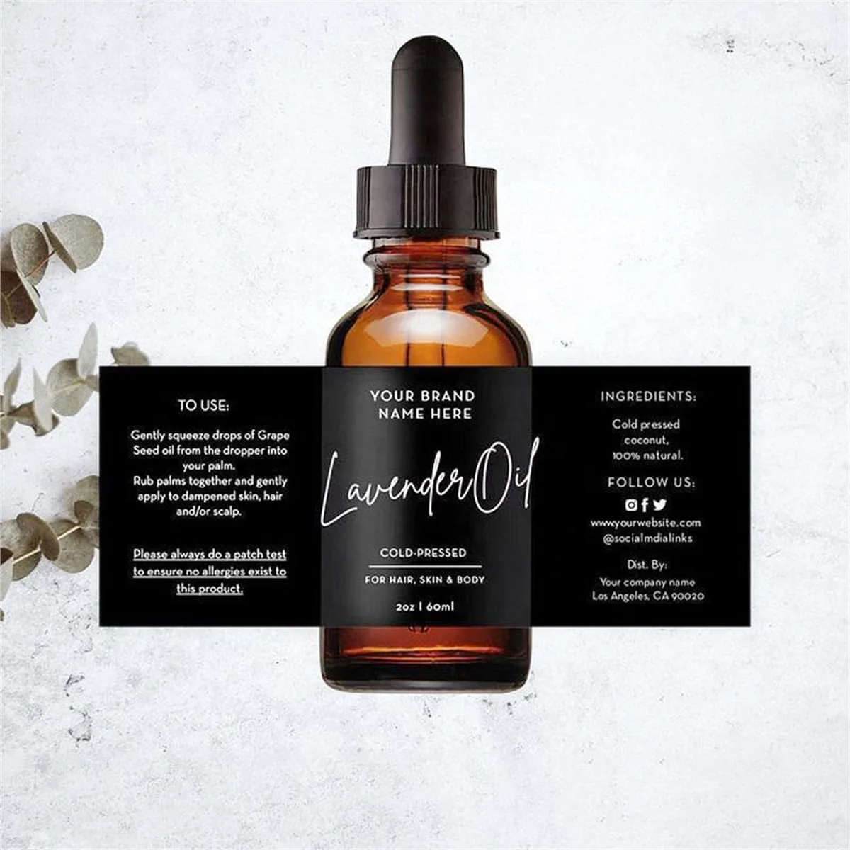 Dropper Bottle Wrap Labels