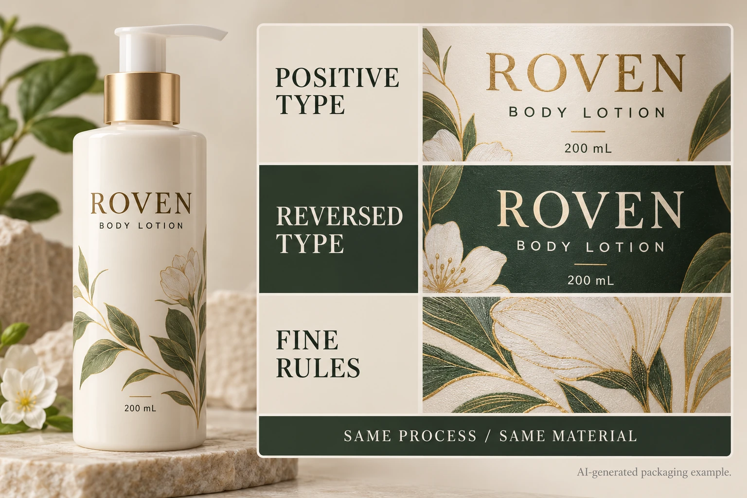 Feature review board for positive text, reversed text and thin rules