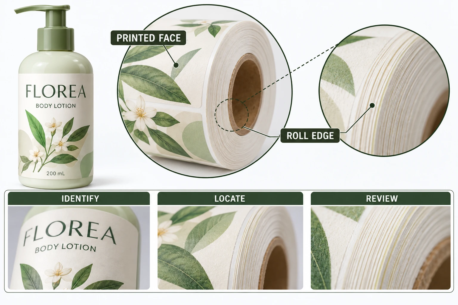 Printed face and roll-edge observation areas