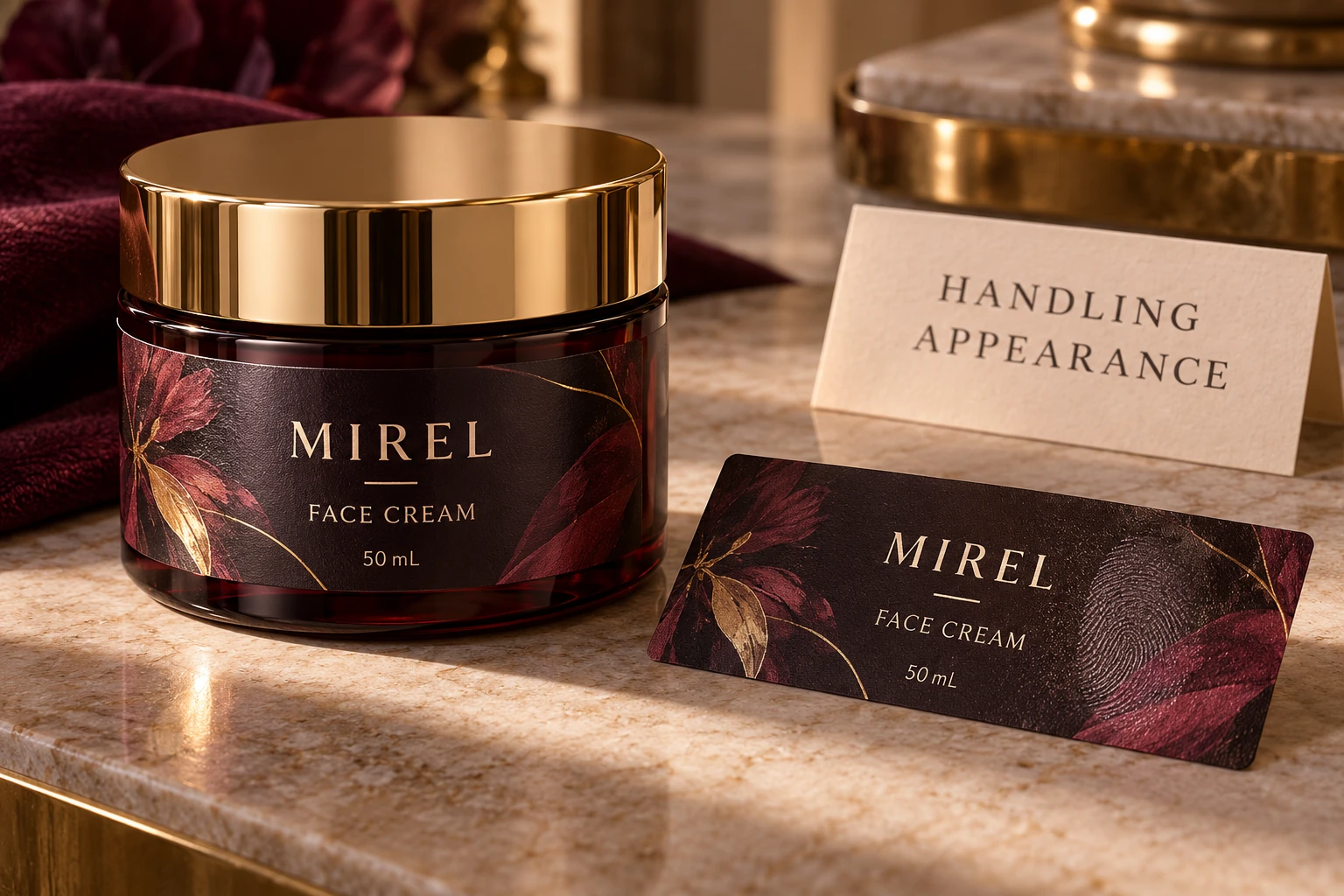 Dark cream label and handling appearance reference