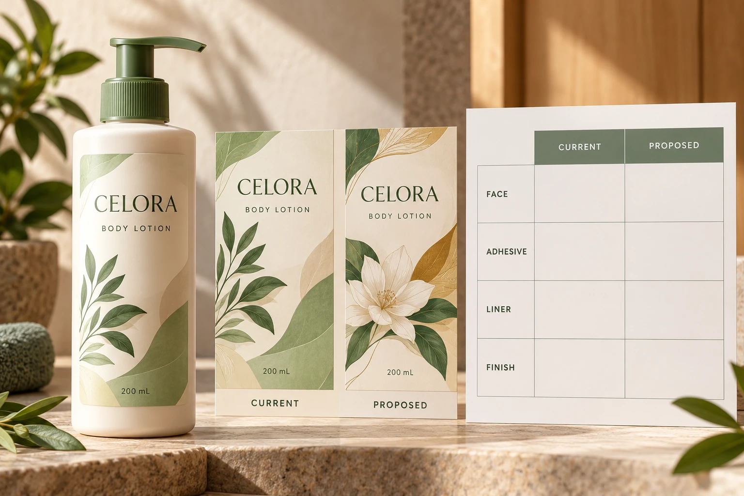 Current and proposed label component comparison sheet