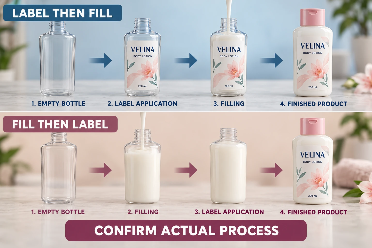 Label-then-fill and fill-then-label planning comparison