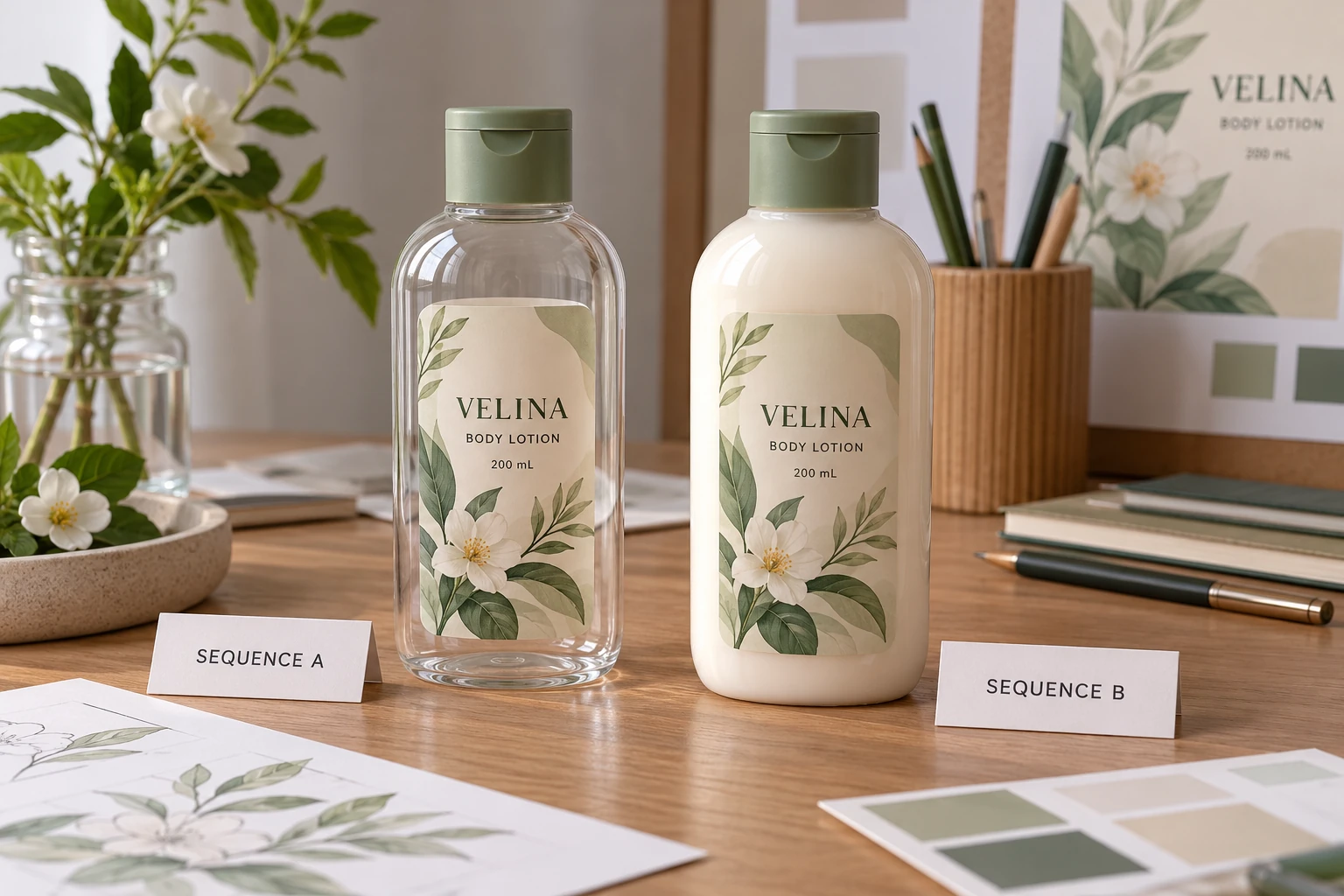 Two lotion-pack process sequences prepared for review