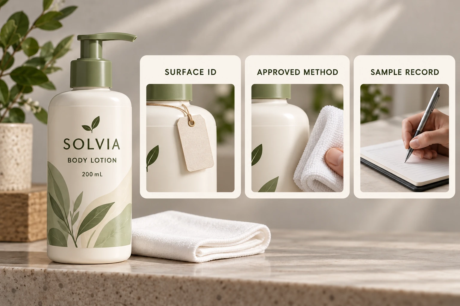 Surface identity, approved method and sample-record handoff