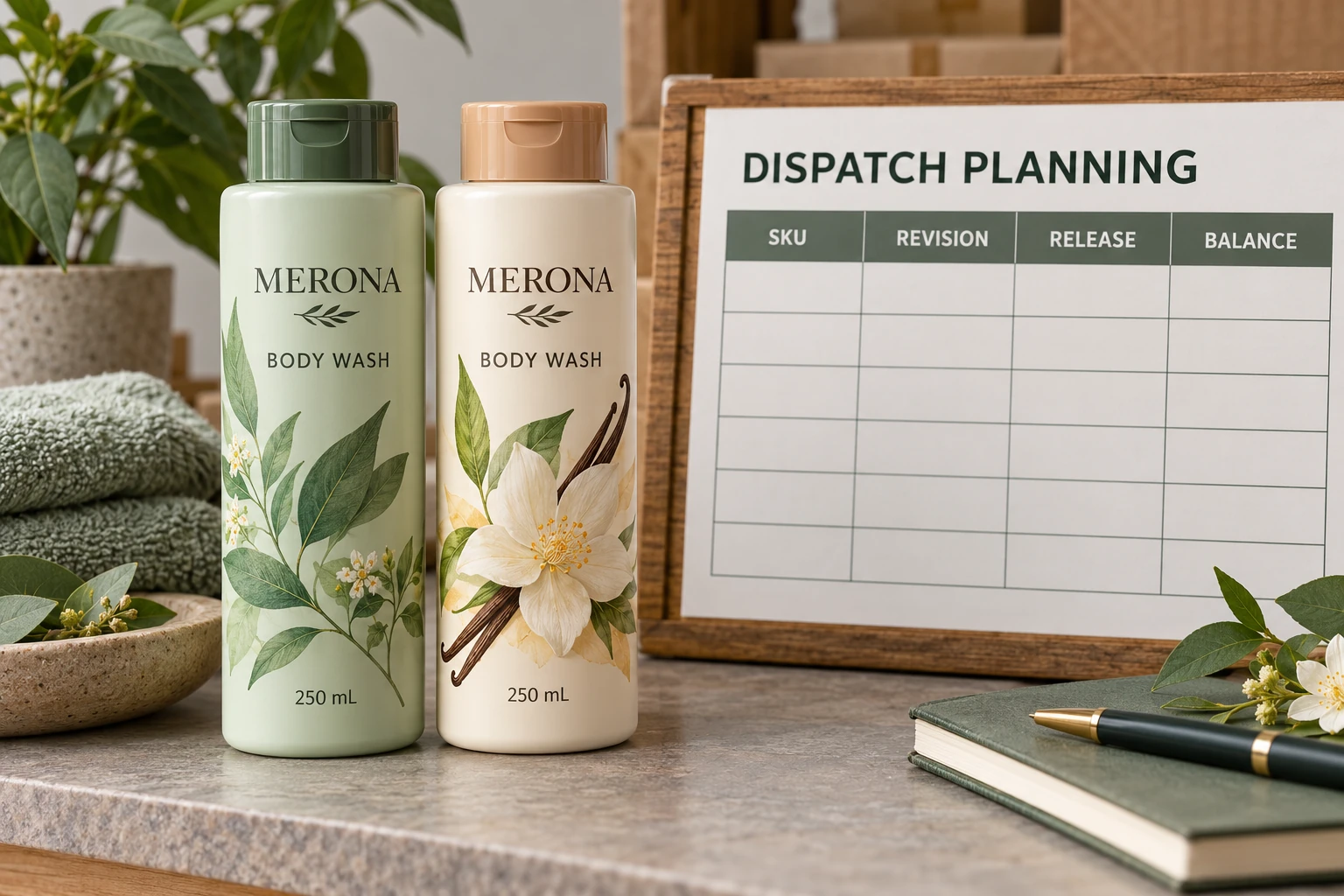 Dispatch schedule with SKU, revision, release and balance fields