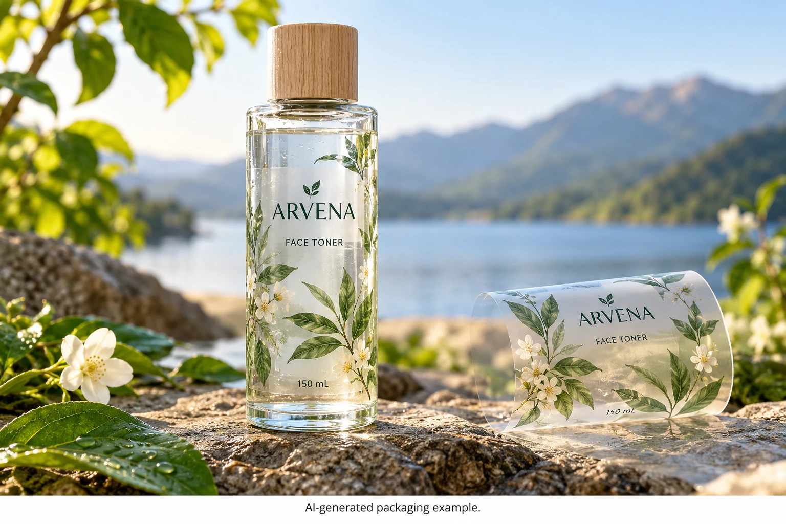 Transparent toner packaging and a complete clear-film label concept
